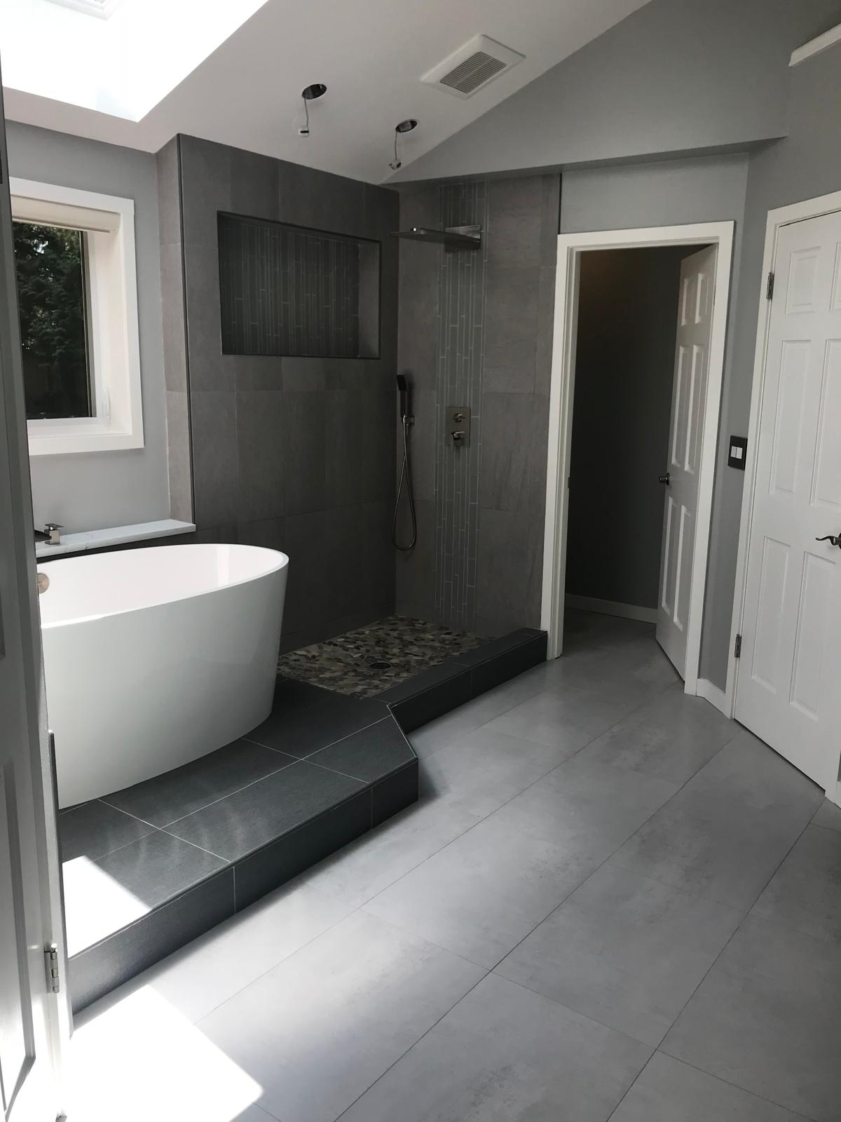 Modern kitchen remodel with white cabinets and island