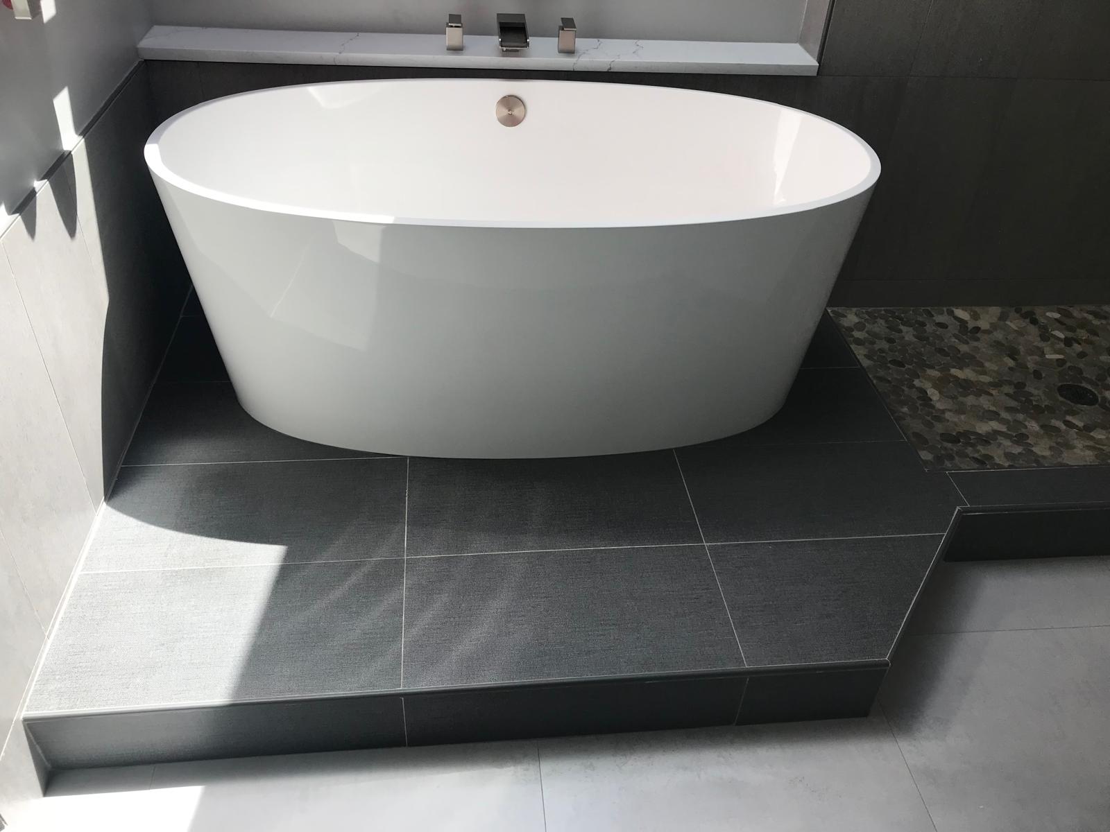 Custom built wooden deck for backyard